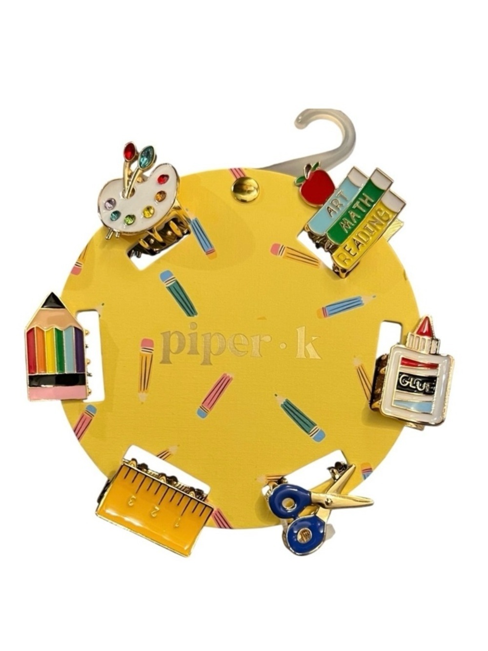 Piper K School Books Pencil Scissors Ruler Mini Claw Hair Clips New With Tags